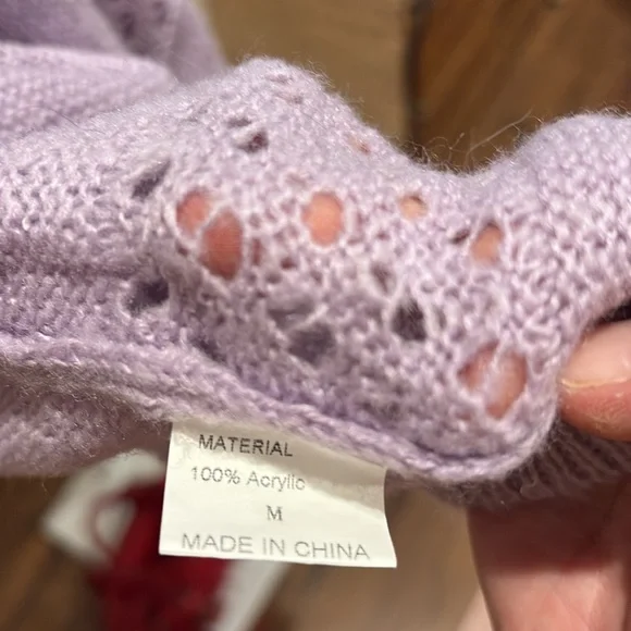 Lavender Open Knit Cardigan - Picture 5 of 5